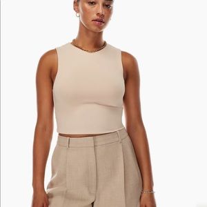 Aritzia Babaton Contour Muscle Tank in Flax Beige